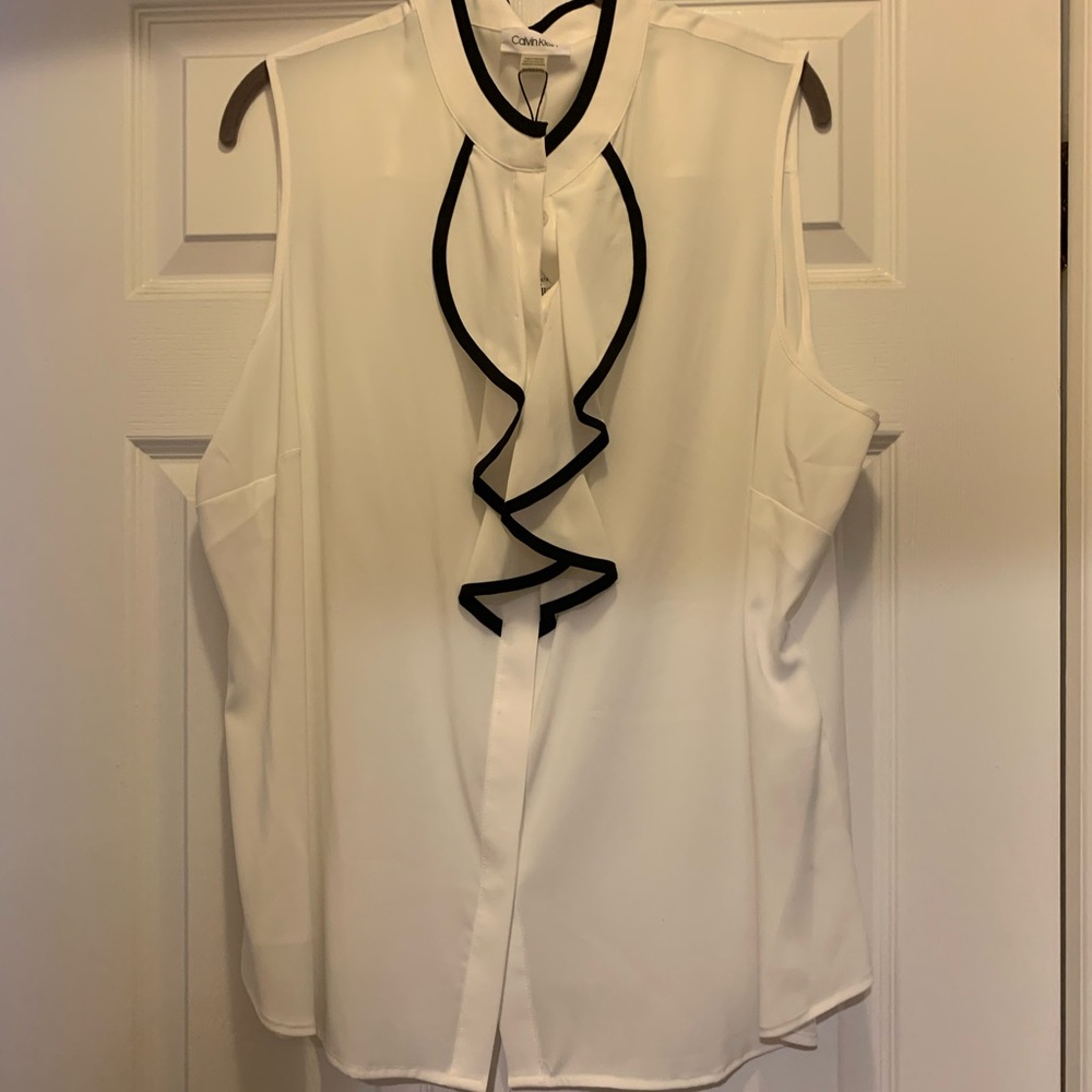 Calvin Klein Women's White Sleeveless Top